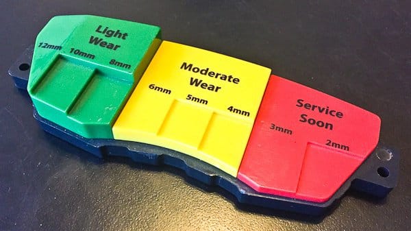 brake pad wear thickness measurement safety standards