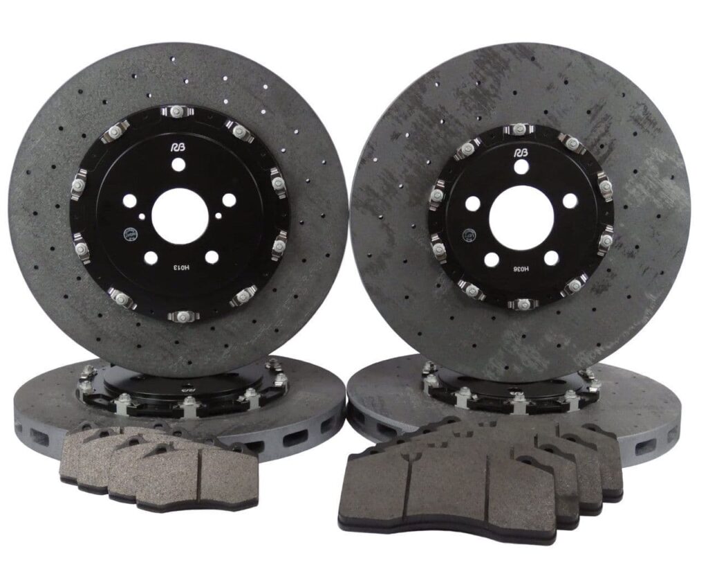 carbon ceramic brake pads closeup view