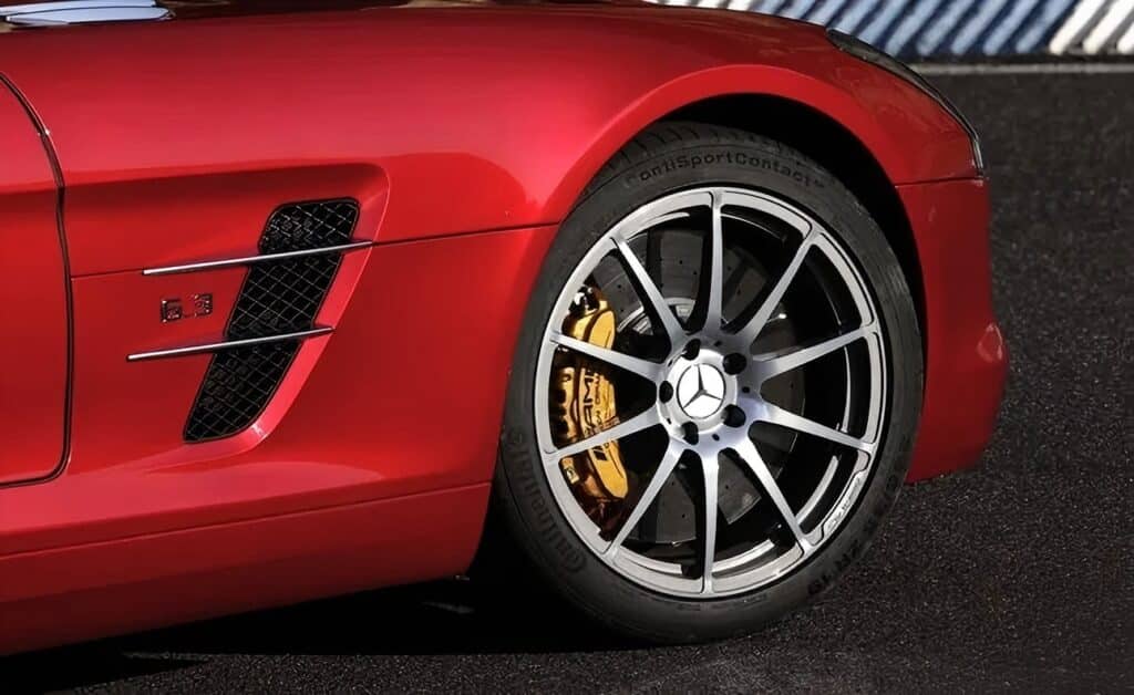 luxury sedan equipped with carbon brakes