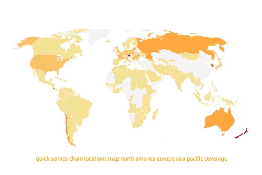 quick service chain locations map north america europe asia pacific coverage
