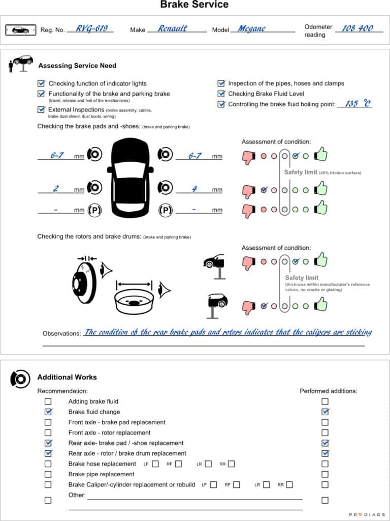 brake pad diagnosis checklist