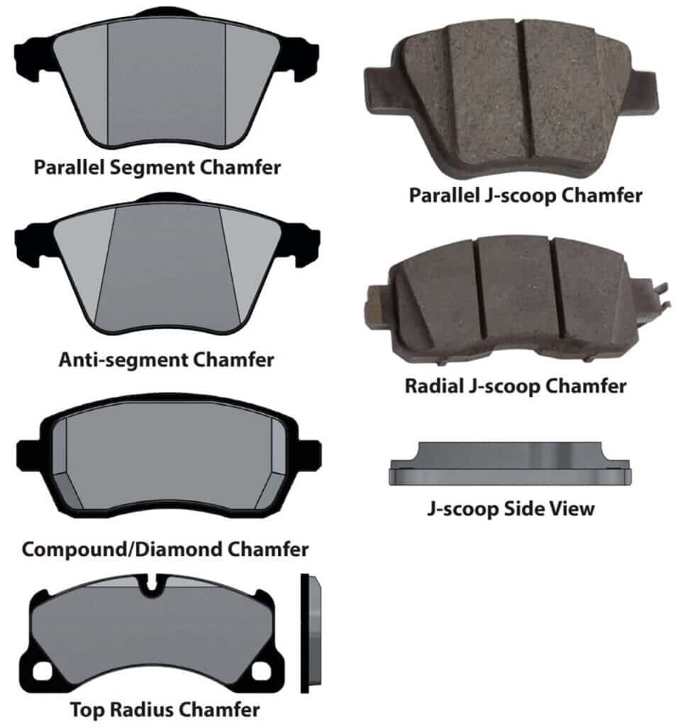 brake pad shape characteristics types