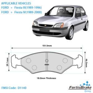 Premium FMSI D1140 Brake Pads | Ford Fiesta Compatible | Direct Factory Supply