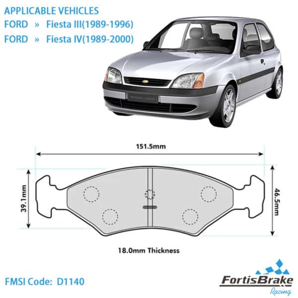 Premium FMSI D1140 Brake Pads | Ford Fiesta Compatible | Direct Factory Supply