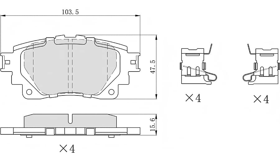 brake pad dimensional specifications