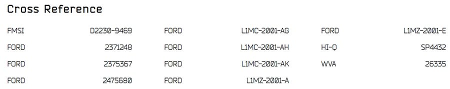 brake pad cross reference compatibility chart