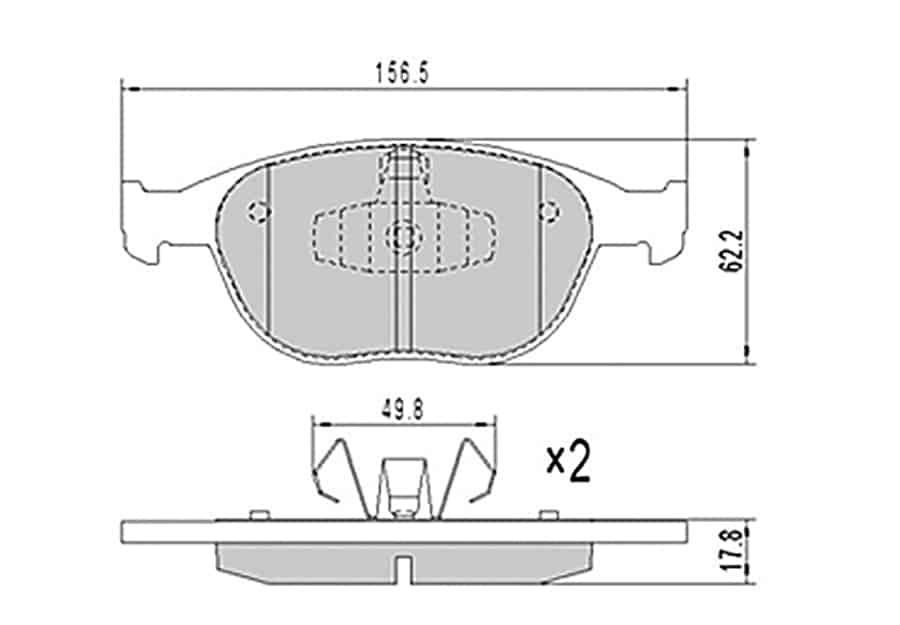 brake pad dimensional specifications diagram