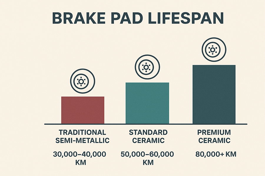 brake pad service life comparison