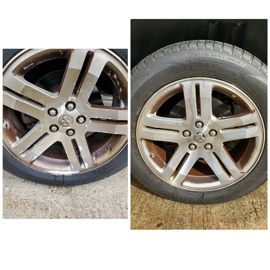 clean vs dusty wheel comparison